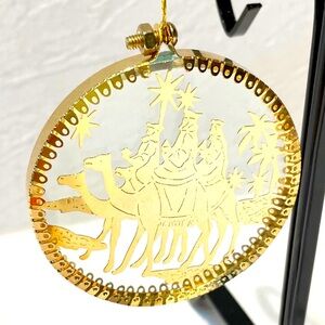 💚10 1980's Glass N' Brass 3 Wisemen Ornament Made in Taiwan
